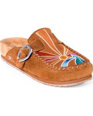 Minnetonka Buckle Leather Clog - Orange