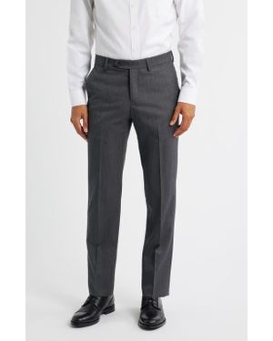 Berle Slim Fit Flat Front Super 100S Wool Dress Pants - Gray