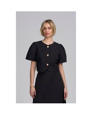 Elle Collection Shirred Sleeve Top - Gray
