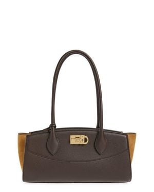 Ferragamo Medium Studio Soft Leather East/West Bag - White