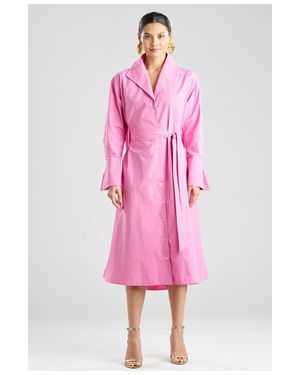 Natori Tech Cotton Taffeta Tunnel Belt Trapeze Dress - Pink