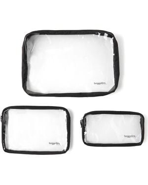 Baggallini Clear Travel Pouches 3 Piece Set - White