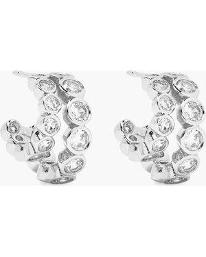 Yoj Averto Mini Crystal Double Hoop Earrings - Metallic