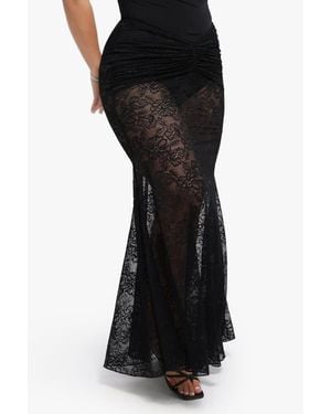 Popilush Lace Fishtail Coverup Maxi Mermaid Skirt - Black