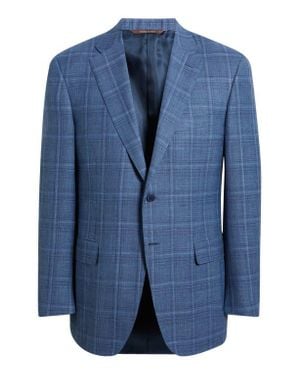 Canali Siena Regular Fit Plaid Super Wool & Silk Blend Sport Coat - Blue