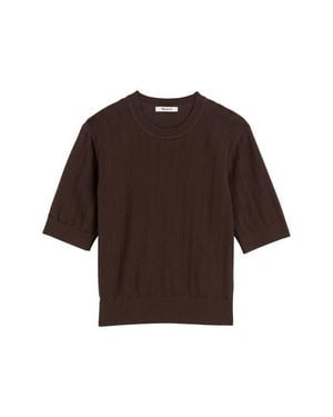 Madewell Pointelle Stitch Crewneck Sweater Tee - Brown