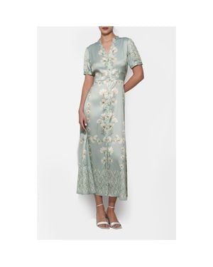 Adelyn Rae Jailyn Floral Print Satin Maxi Dress - Green