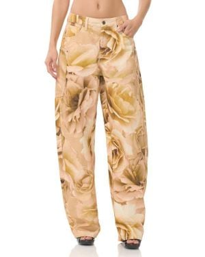 AFRM Bexley Floral Barrel Leg Jeans - Yellow