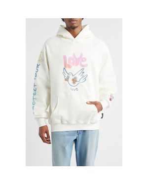 VIC GARCIA WORLD Sweet Bird Graphic Cotton Pullover Hoodie - White