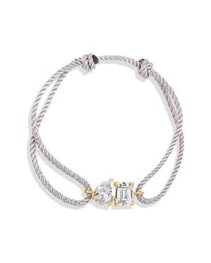SHYMI Two-Stone Prong Set Adjustable Cord Bracelet - White