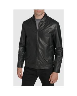 Andrew Marc Fine Grain Lambskin Leather Bomber Jacket - Black