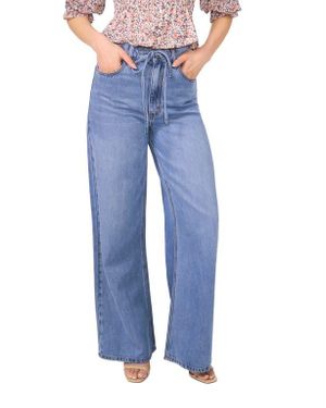 1.STATE High Waist Drawstring Wide Leg Jeans - Blue