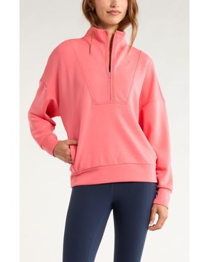 Zella Soft Luxe Half Zip Pullover - Pink