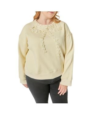 English Factory Beaded Ribbon Trim Sweatshirt - Natural