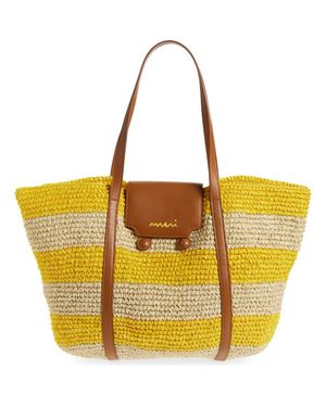 Marni Medium Trunkaroo Stripe Woven Tote - Yellow
