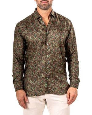 Maceoo Fibonacci Marthyr 0244 Contemporary Fit Button-Up Shirt - Brown