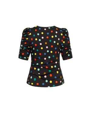 Maison Common Printed Jersey Shirt With Ruffled Sleeves - Black