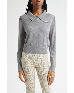 Sandy Liang Akira Merino Wool Sweater - Gray