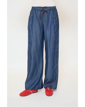 Central Park West Quinn Tencel Drawstring Pants - Blue