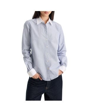 GOOD AMERICAN The Oxford Contrast Striped Shirt - Gray