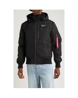 Alpha Industries Hooded Rib Flight Jacket - Black