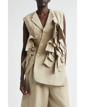 Comme des Garçons Asymmetric Heavyweight Linen Canvas Vest - Natural