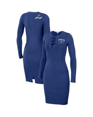 WEAR by Erin Andrews Tampa Bay Lightning Lace-Up Dress - Blue