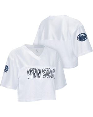 ZooZatZ Penn State Nittany Lions Mesh Cropped V-Neck T-Shirt - White