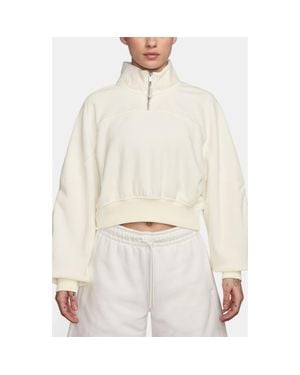 Nike Flight Fleece Quarter Zip Crop Sweatshirt - White