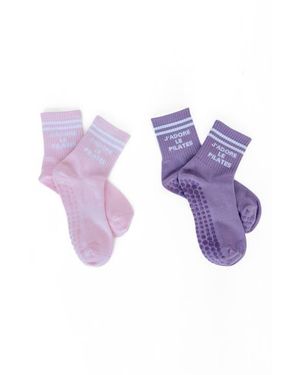 Pilates University 1883 Assorted 2-Pack Nonslip Grip Quarter Socks - Purple