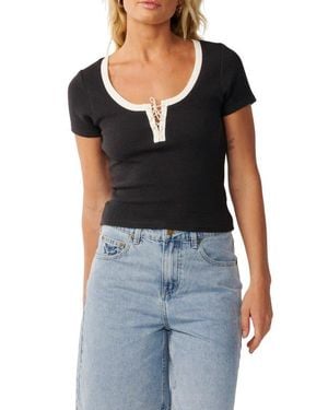 Rip Curl Retro Swell Lace-Up T-Shirt - Black