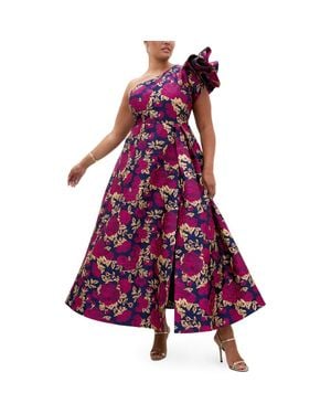 City Chic Floral Jacquard Grand Gala Maxi Dress - Purple