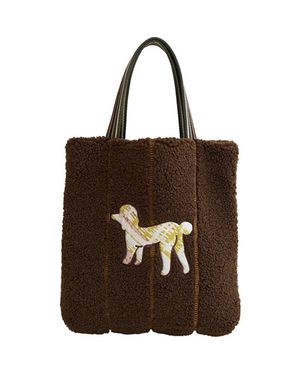 Lost Pattern Pan Pan Shearling Tote Bag - Brown