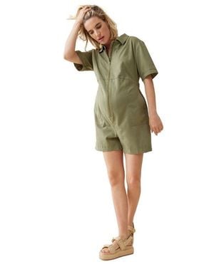 Ingrid & Isabel Short Sleeve Utility Romper - Green