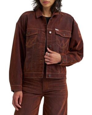 Wrangler Flocked Denim Cowboy Jacket - Brown