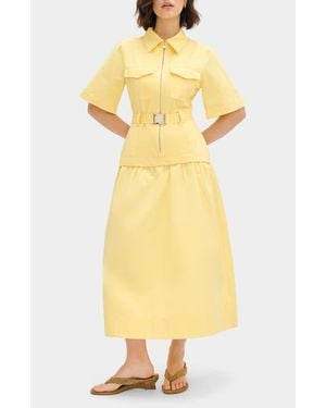 ALIGNE Pearl Short Sleeve Organic Cotton Midi Dress - Yellow