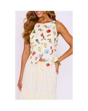 Vici Collection Solstice Mixed Print Cotton Vest - White