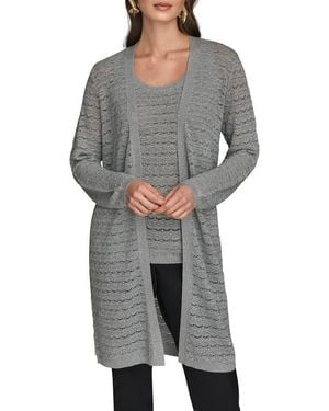 Donna Karan Metallic Open Cardigan - Gray