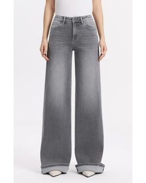Bayeas Cuffed Wide Leg Jeans - Gray