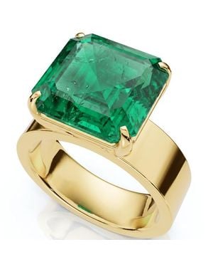 Bliss Diamond 6Ct Asscher Cut Cigar Band Solitaire Emerald Engagement Ring Lab Grown - Green
