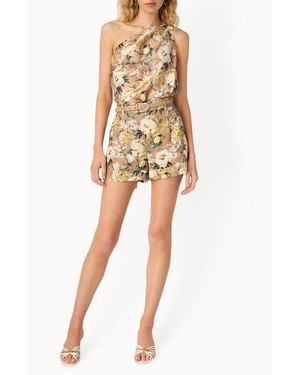 Cami NYC One-Shoulder Stretch Silk Bodysuit - Natural