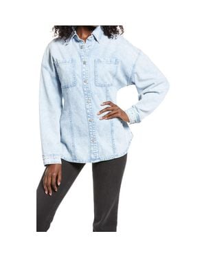 Blank NYC Cinched Back Denim Shirt - Blue