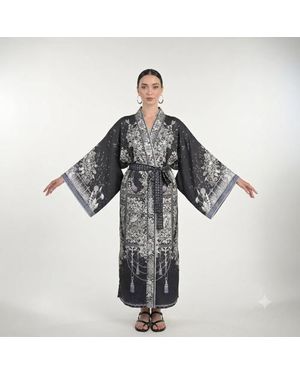 Silk&Soul Tree Of Life Silk Robe - Black