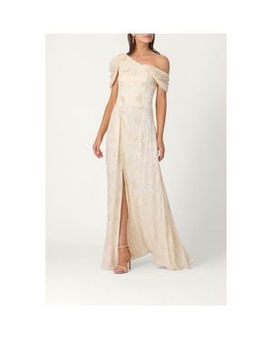 Shoshanna Midnight Lurex Chiffon Penelope Dress - Natural