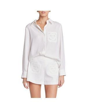Endless Rose Net Pocket Button-Up Shirt - White
