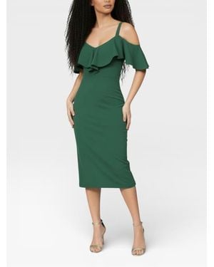 Rachel Roy Marcella Off The Shoulder Ruffle Midi Dress - Green