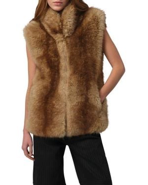 Apparis Laila Faux Mink Vest - Brown