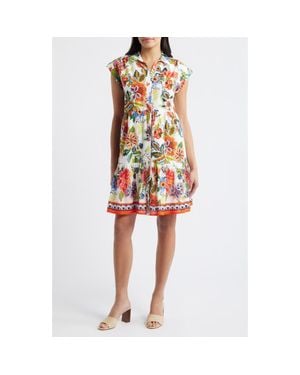 Eliza J Floral Cotton Dress - Red