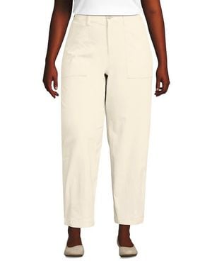 Lands' End Plus Size Chino High Rise Barrel Leg Utility Ankle Pants - Natural