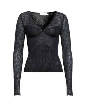 Zimmermann Wool Blend Pointelle Lace Sweater - Blue